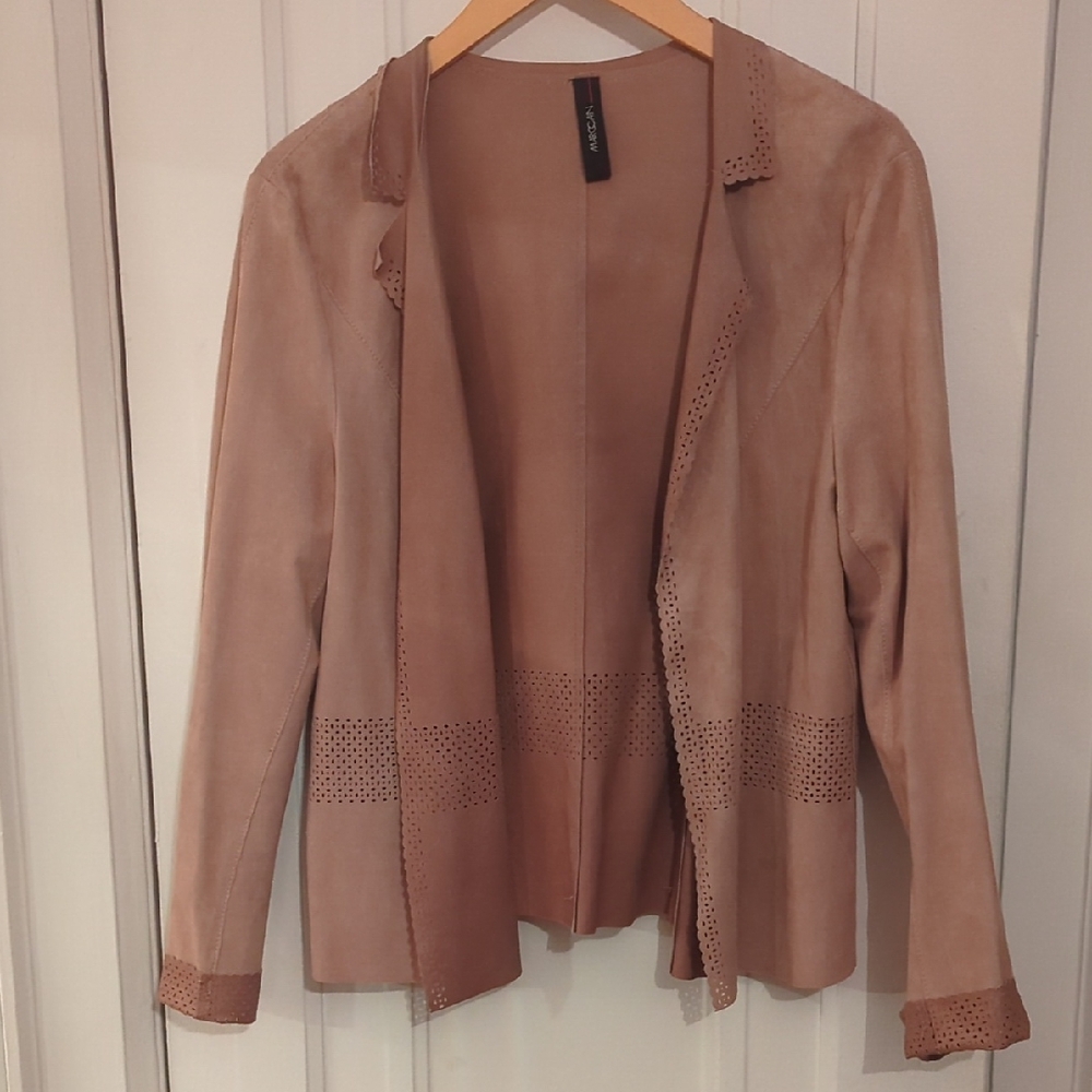 Marc Cain Tan Perforated Open Blazer